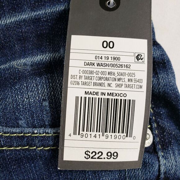 Mossimo Womens Shorts Sz 00 Boyfriend Raw Hem Dark Blue Denim Low Rise Destroyed - Picture 9 of 9